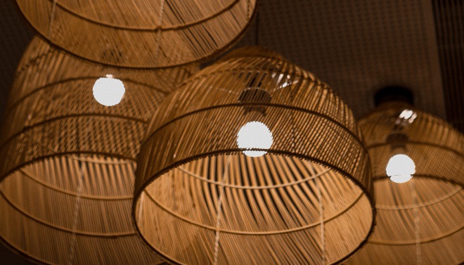Kap lampu dari rotan